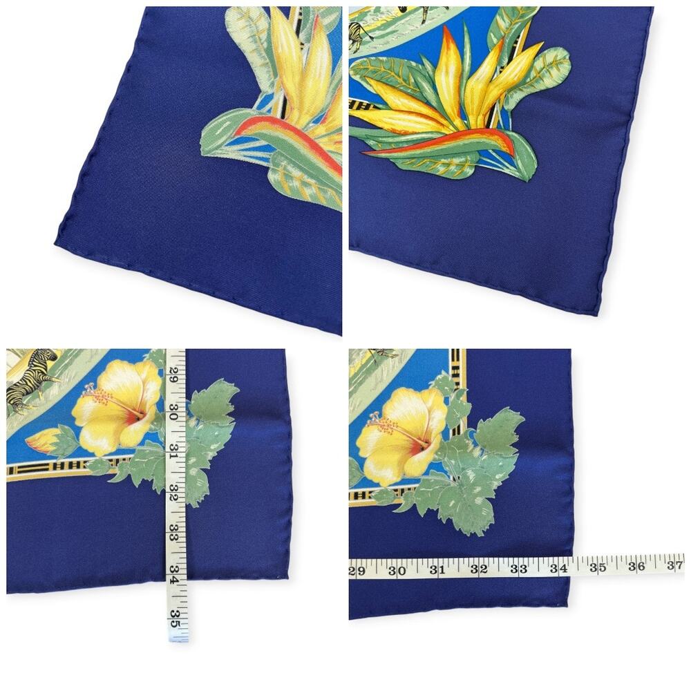 Hermes Paris Tropiques 90 Silk Carre Scarf Blue Tropical Bird 35 Square France - Picture 6 of 16